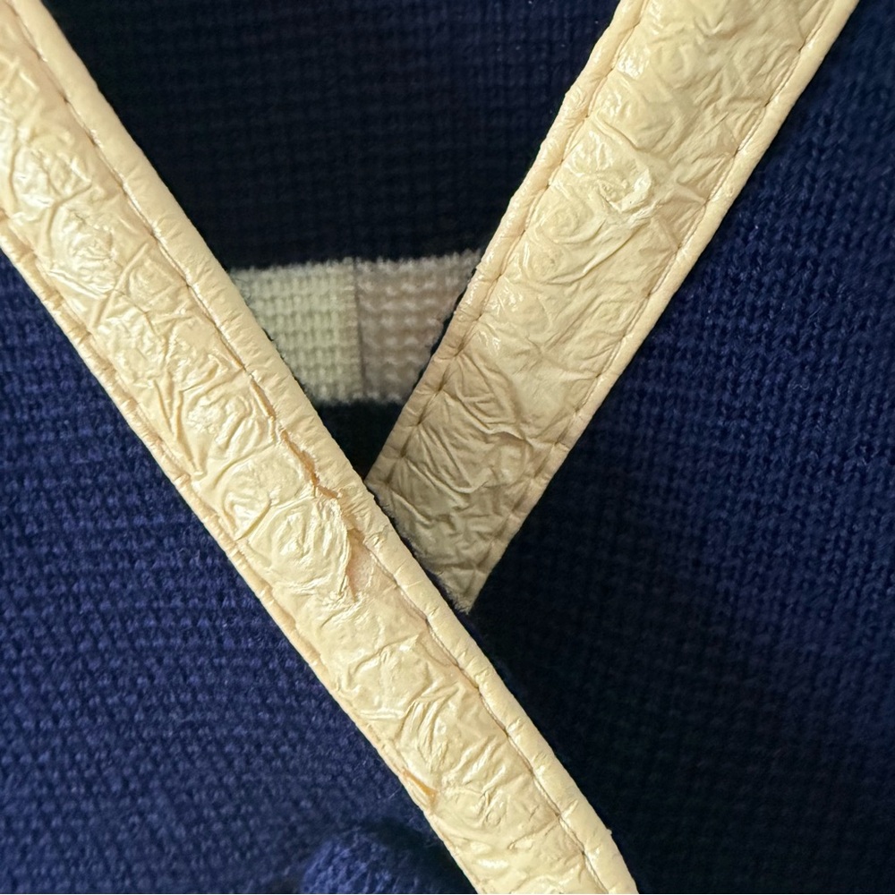 Vintage Neusters Navy Grid Vest Cream Trim Button Front Size L - Picture 11 of 13
